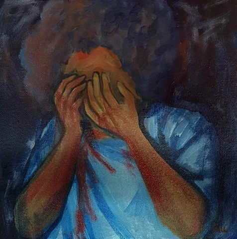  What I talk about when I talk about suffering: Crying  Acrylic on Canvas  6x6”  2022 