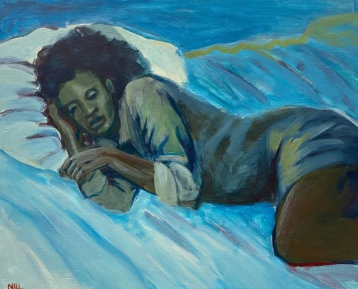  What I talk about when I talk about suffering: Insomnia  Acrylic on Panel  10x8”  2022 