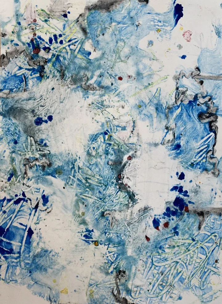  When the water ebbs and flows around me  8 x 11”  watercolor monotype 
