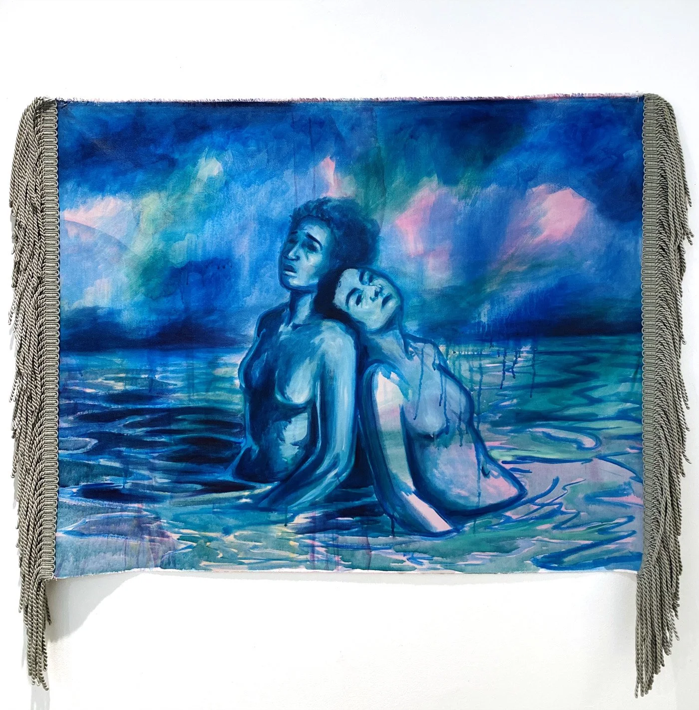  Together  Acrylic, Fringe, on Canvas  40 × 30”  2025 