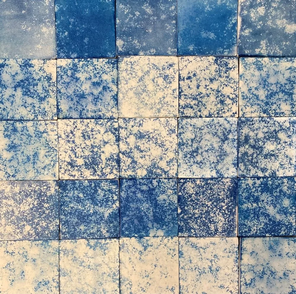  40 Minutes of Snow Fall  Snow and Cyanotype on Tiles  2025 