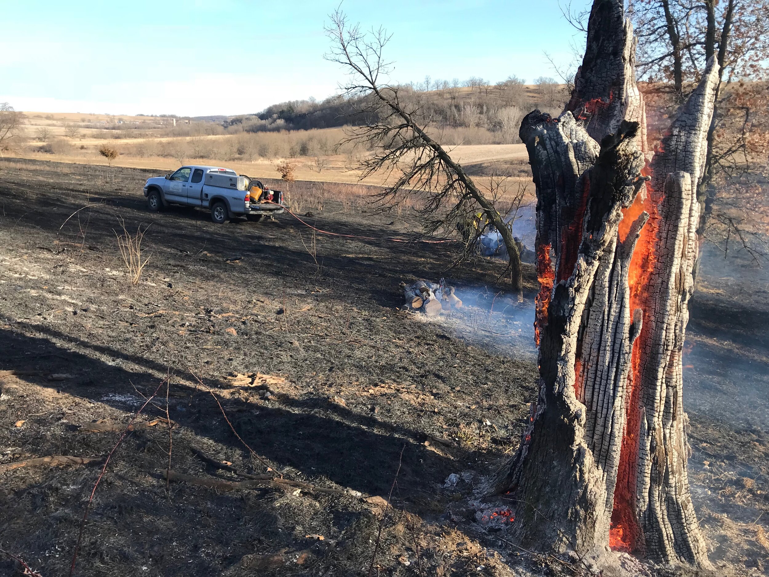  When ignition is complete we ensure that the perimeter of the unit is extinguished. Crew may remain on site to “mop up” or extinguish material that is still smoldering. 