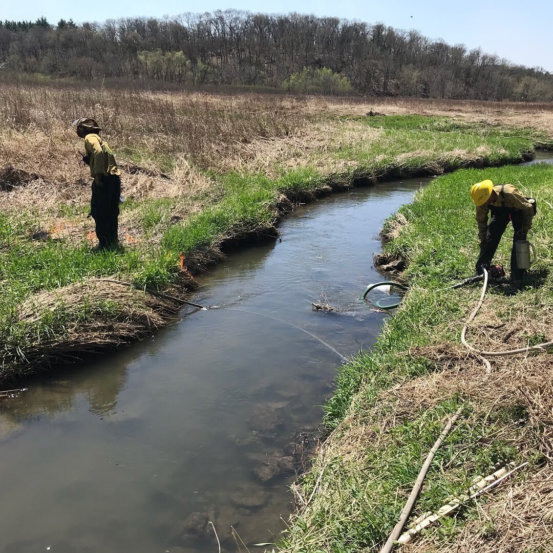  Although we typically arrive on site with sufficient water to complete a burn, we often establish a contingency water source on site. Contingency water sources include accessing spigots at a house or barn, or a stream. We bring all necessary equipme