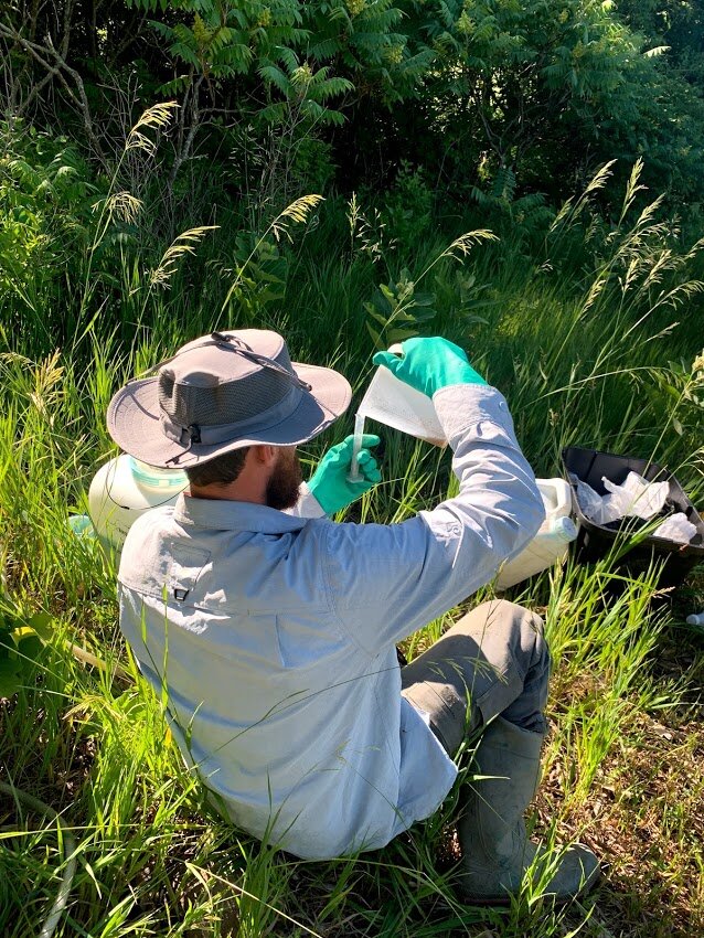  We measure all components during our herbicide mix-up process to maximize effectiveness.  