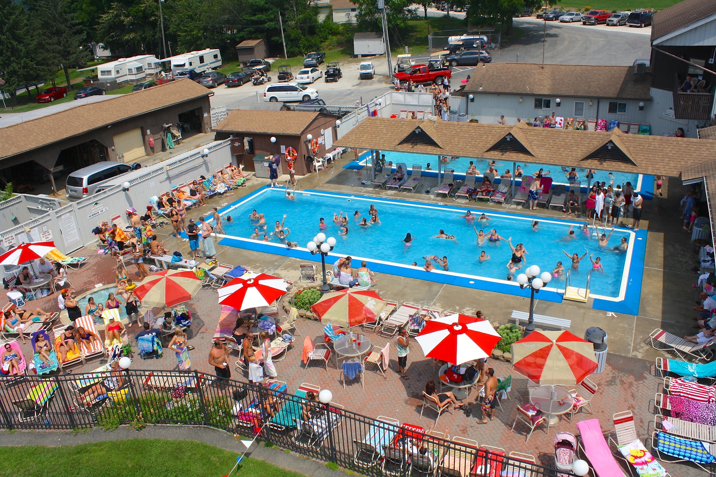 arial shot of the pool area