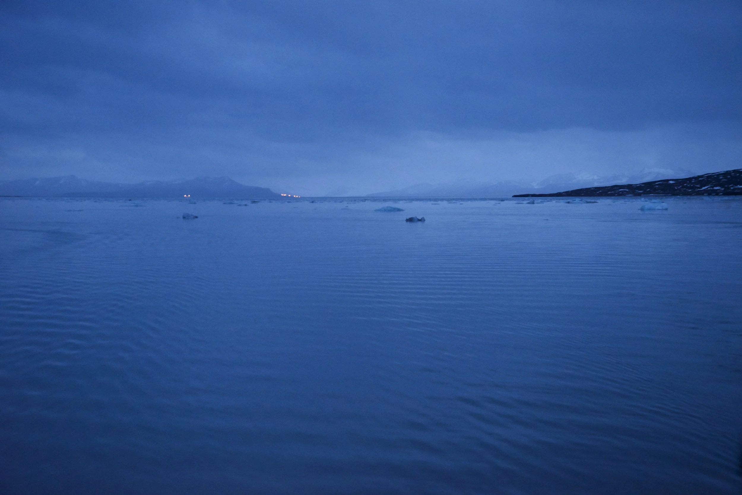 Looking back toward Longyearbyen during a long eventide