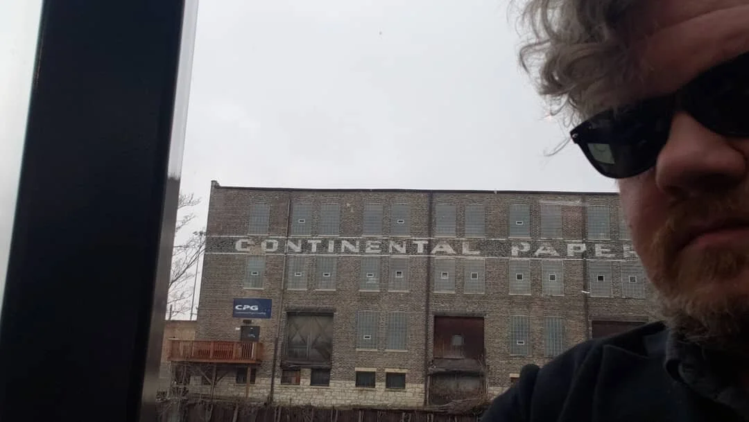 On the river today, droppin' some knowledge and tunes as we pass the Continental Paper Grading Co. The sunglasses are a bit wishful today.