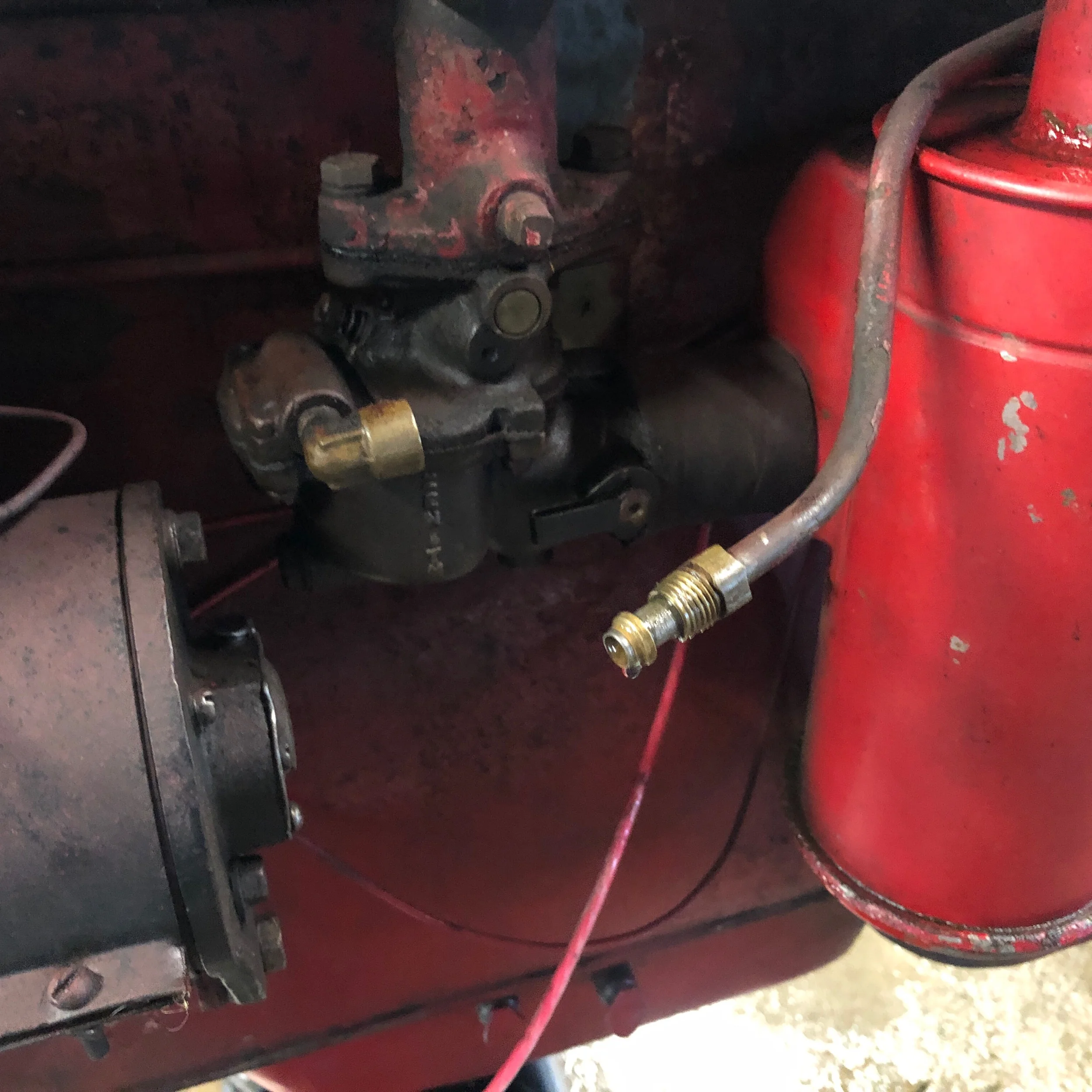 Disconnected and drained fuel line