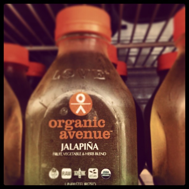 " Have you tried our new Jalapiña juice? Greens with a Jalapeño & Cilantro kick. Delicious;)"