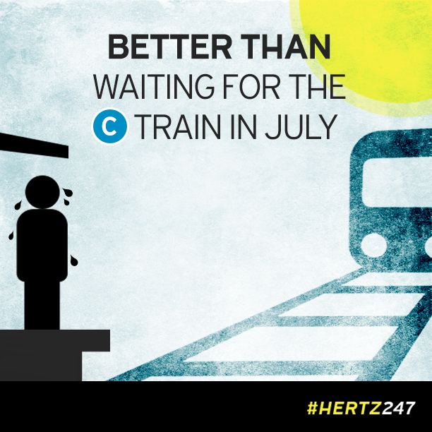 " Get to work this summer without the sweaty pits. Grab a Hertz 24/7 and ride with A/C... #BookSwipeGo "