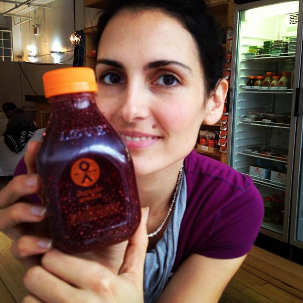 " Ellie & our Hibiscus Chia Glow are looking gorgeous this AM. Glow on!"