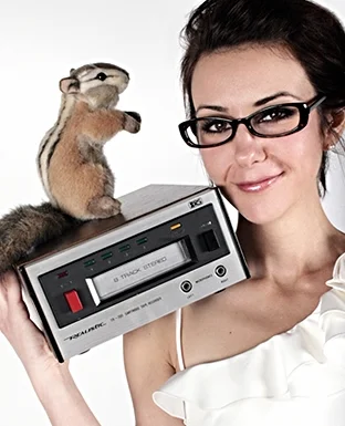 The first photo shoot for Raw Beets: Lisa Paris, an 8 Track, and Pierre the Squirrel. 