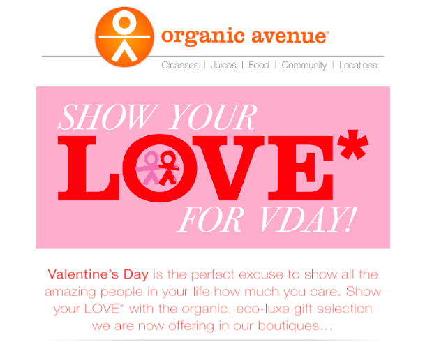 Organic Avenue Email Campaign, 2013
