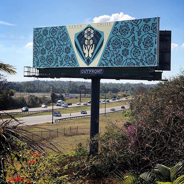 Beautiful work by @obeygiant #changeclimatechange #knowtomorrow  #Repost @obeygiant
・・・
Thank you @outfrontmediausa for offering me some remnant billboards in #Orlando! I adapted some art about issues I care about to billboard format, and in #Florida