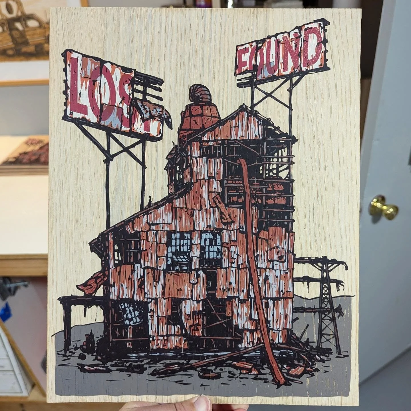 Silkscreen on found/repurposed oak panel. Just finished pulling this edition for an MAPC portfolio. Definitely some challenges with printing on this surface, but overall I'm pretty satisfied with the end result. (lots of GAC200)
.
.
.
.
.
.
#printmak