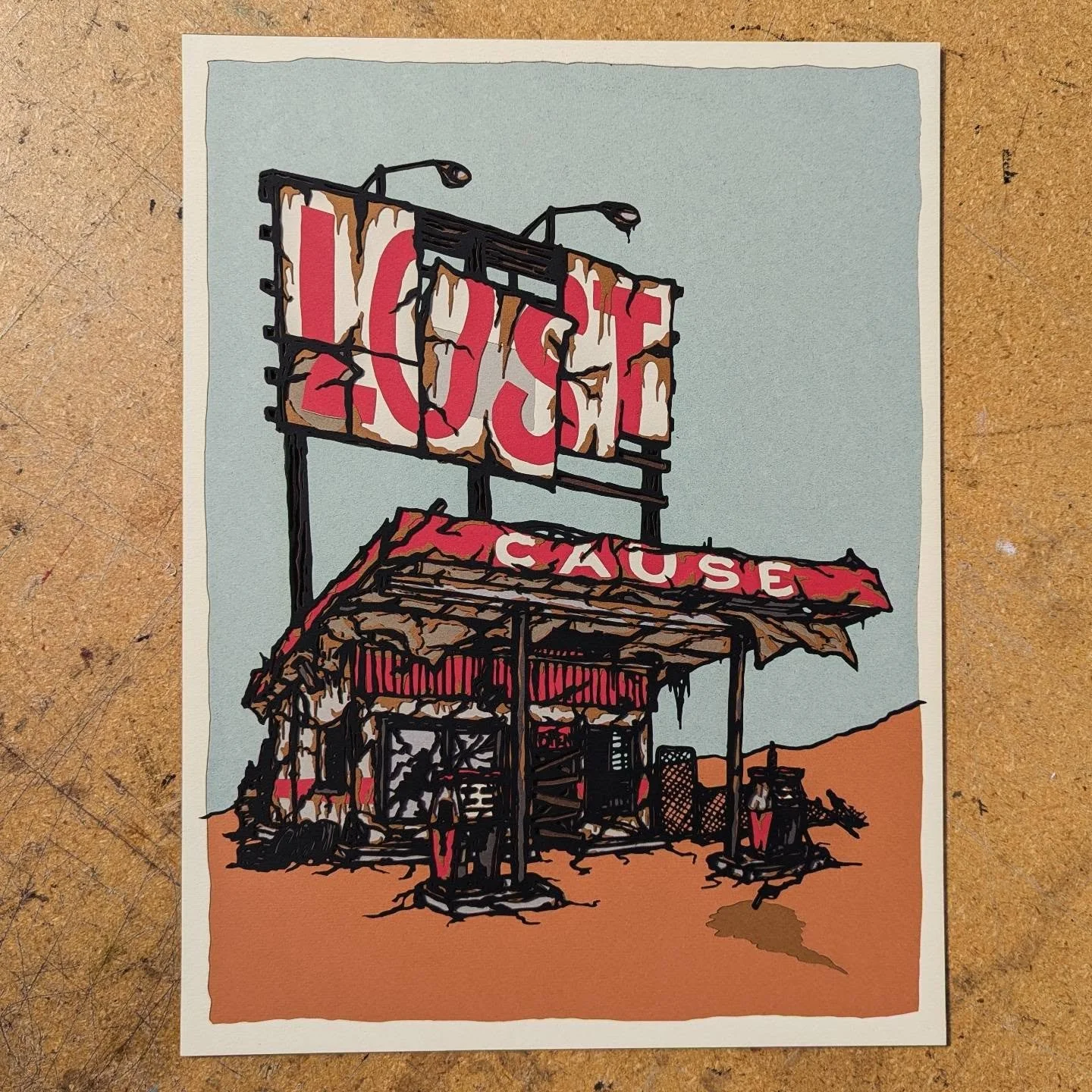 Another rest stop for you to refuel at. Use the head and get you some teriyaki jerky, a purple bag of skittles, and a ice cold 64 oz fountain pepsi. I'll wait out here.
.
.
.
.
.
.
.
#prints #printmaker #printmakingprocess #printmaking #printmakersof
