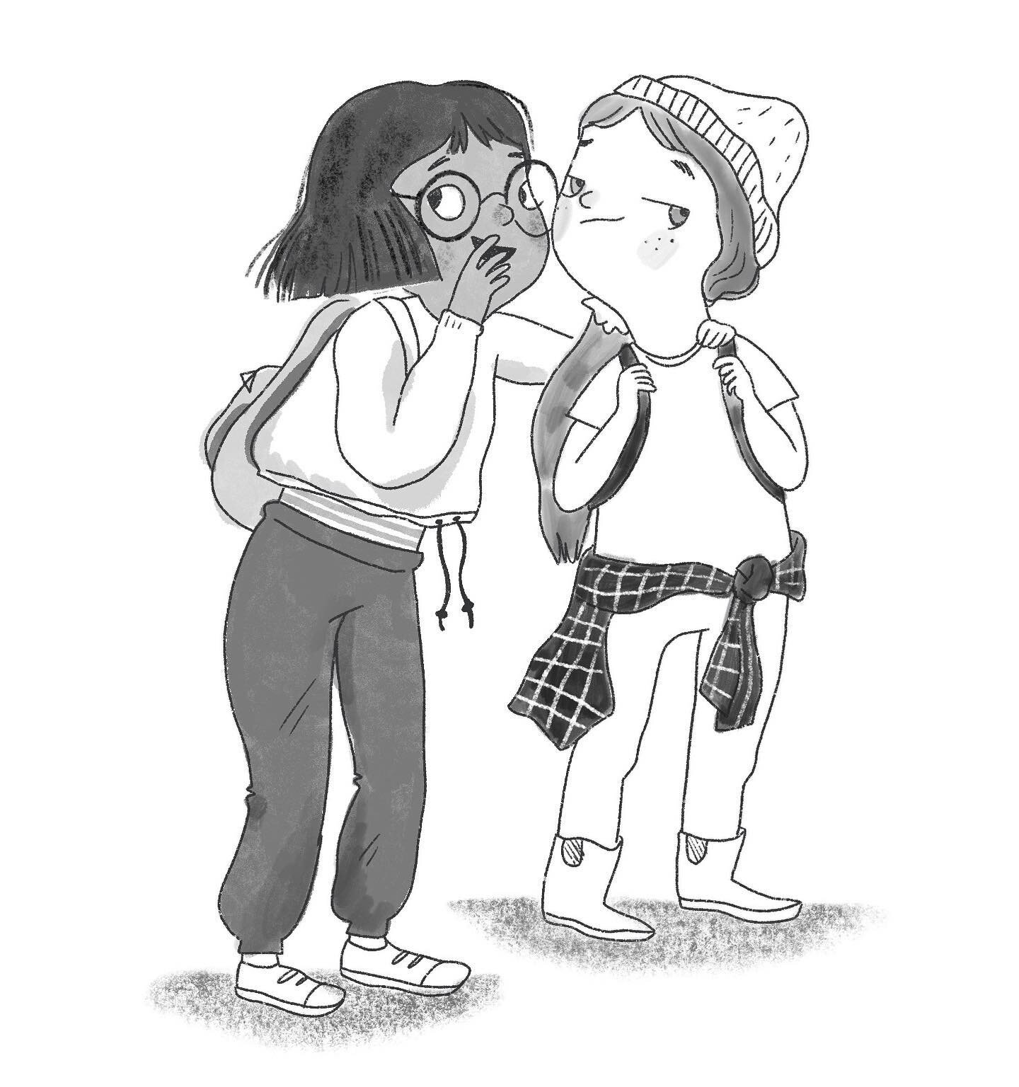 The beginning of some middle grade illustrations&hellip; what could they be whispering about? 
#middlegradebooks #middlegradeillustration #shellylaslo
