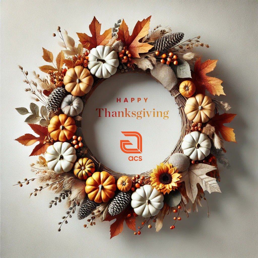 🍂✨ Happy Thanksgiving from all of us at ACS! ✨🍂 We hope your holiday is filled with joy, laughter, and meaningful time with friends and family. #Thankful #HappyThanksgiving #Grateful #ImagineDeliver 🦃🍁🧡