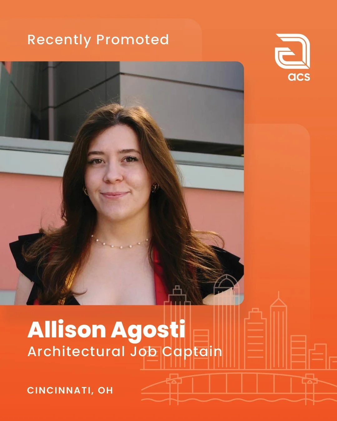 ACS is happy to announce that @allisonagosti  has been promoted to Architectural Job Captain! 🎉

Since joining the team, Allison has impressed us with her talent and initiative. She soon became the lead contact on our Kahala Brands account, took on 
