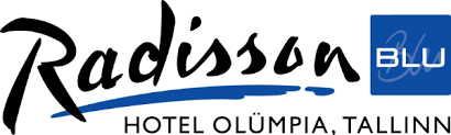 Radisson Blu Hotel Olümpia Tallinn logo with black text and a blue emblem