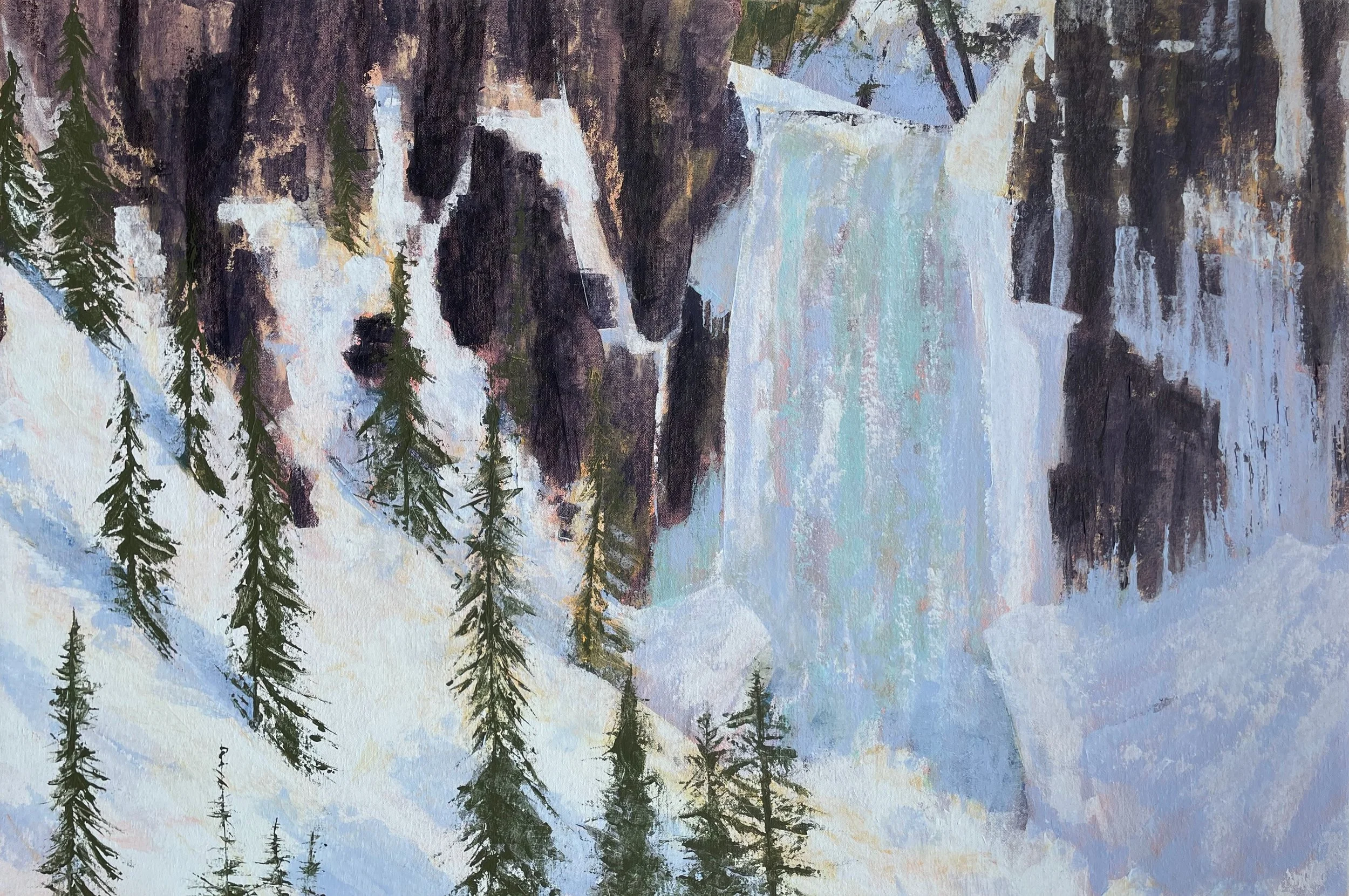 Tumallowa – Icy Waters, acrylic on canvas, 24x36 inches, $1725