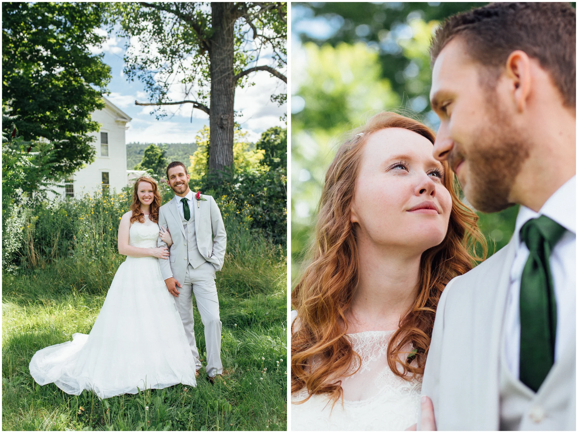 Bride and groom portraits in Vermont
