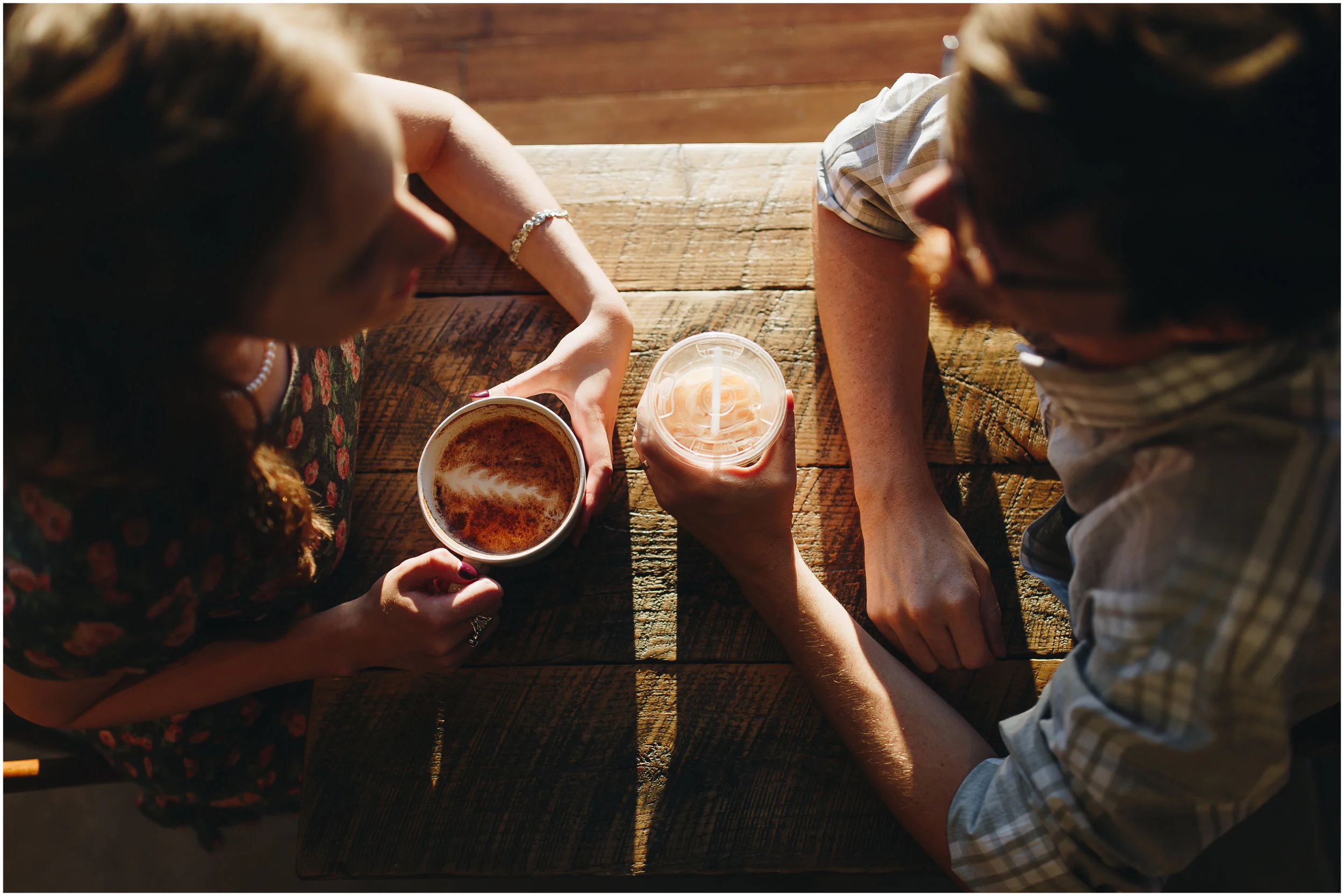 Coffee shop engagement photography in Milford, New Hampshire