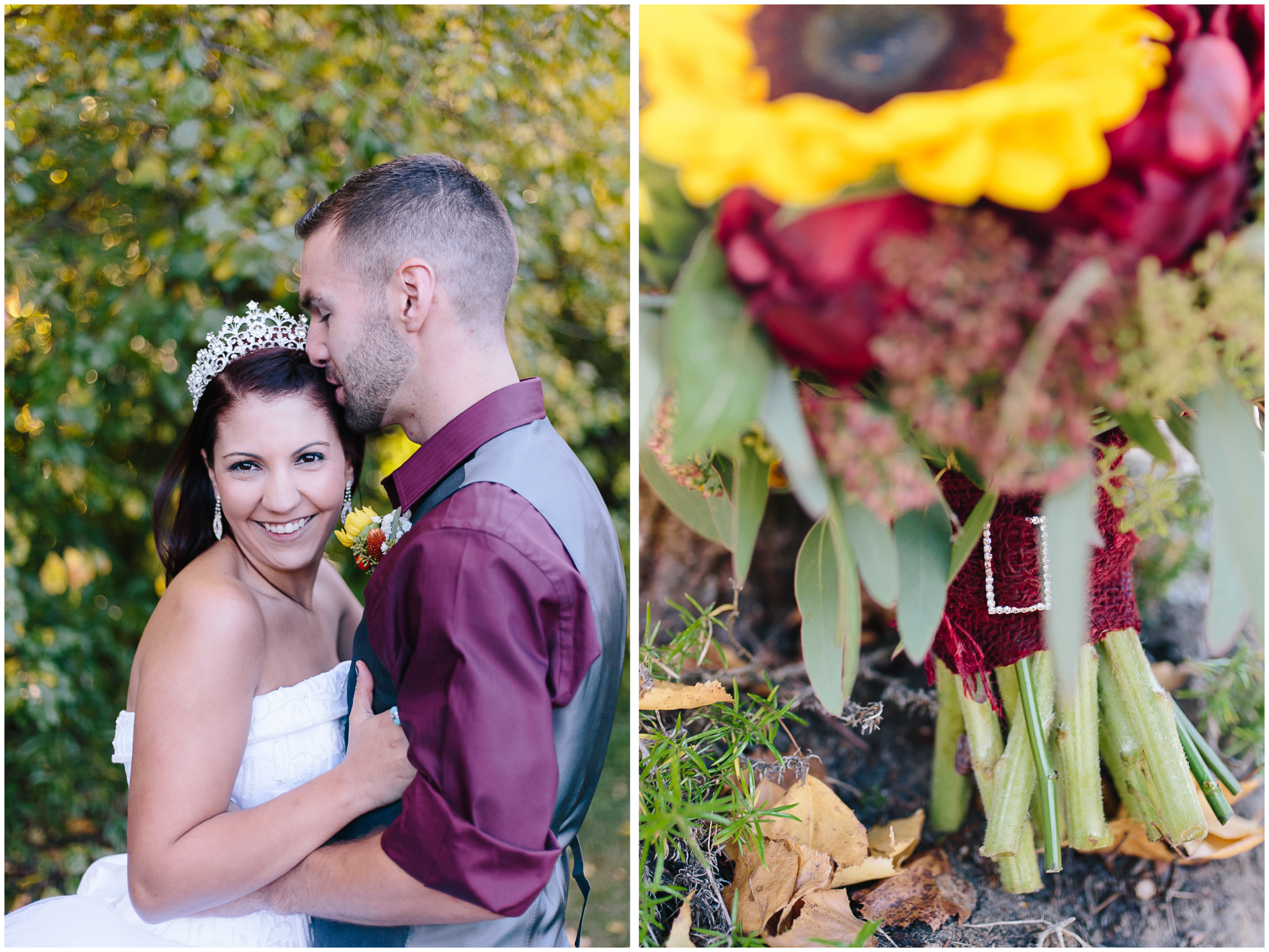 Ashleigh Laureen Photography Journalistic Fall Wedding in Hooksett, New Hampshire, Bride and Groom and Flower Bouquet