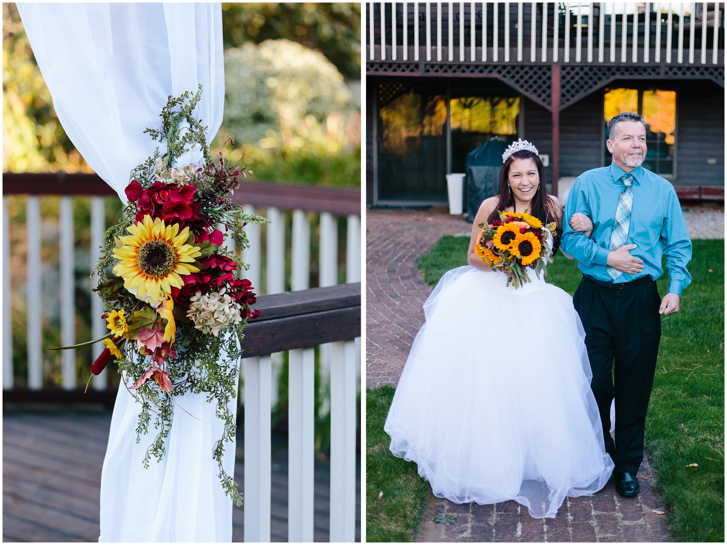 Ashleigh Laureen Photography Journalistic Fall Wedding in Hooksett, New Hampshire, Bride and Father Ceremony