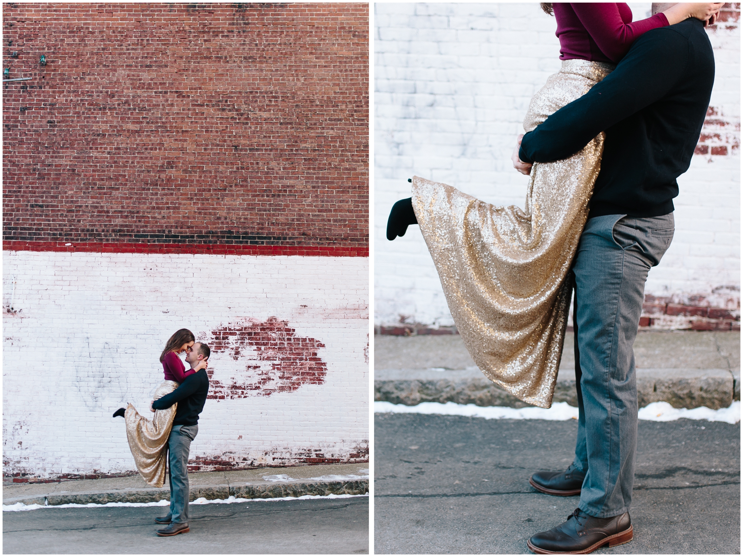 Classy winter engagement in downtown Concord, New Hampshire