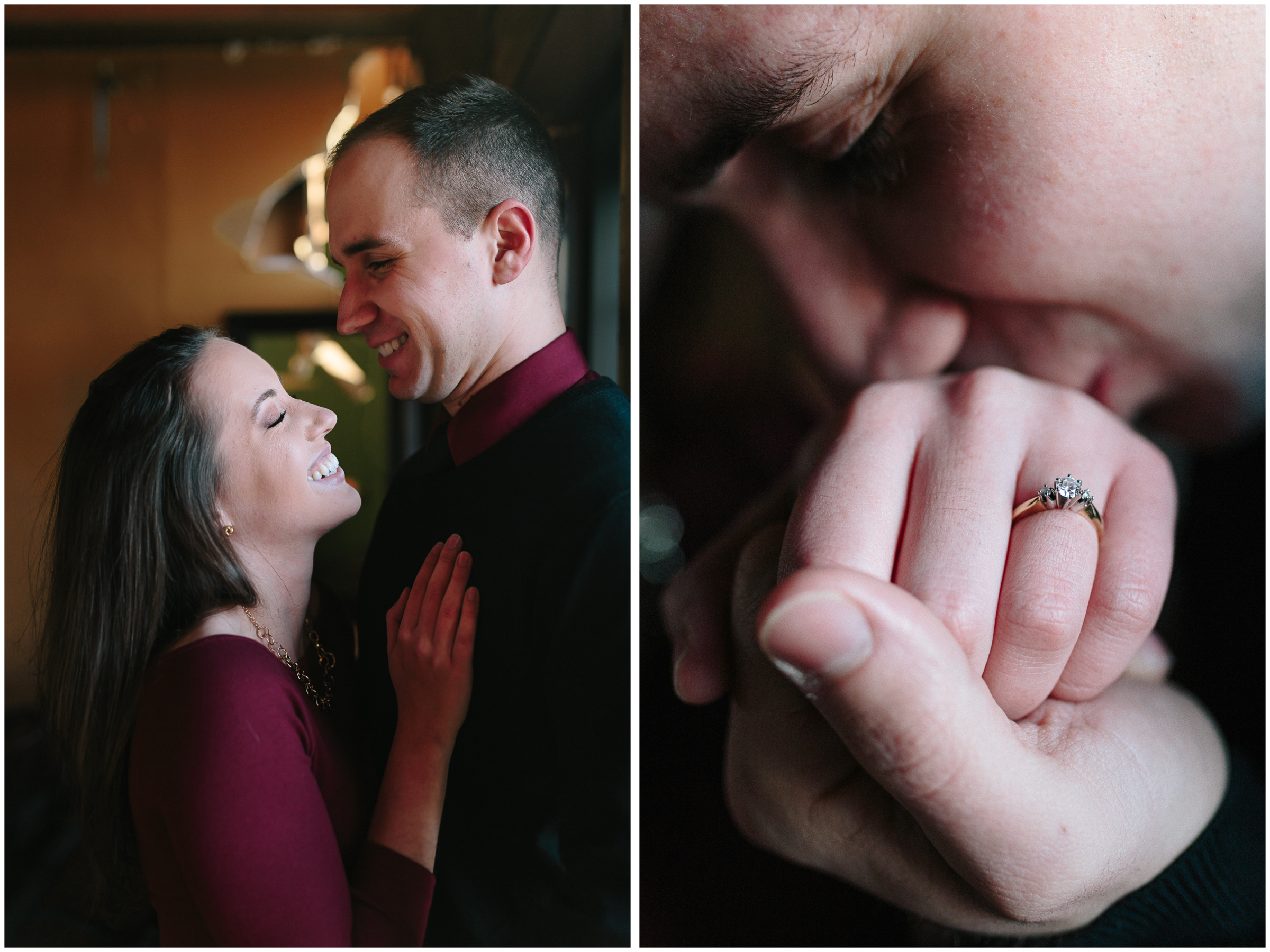 Classy winter engagement in downtown Concord, New Hampshire, Phenix Hall