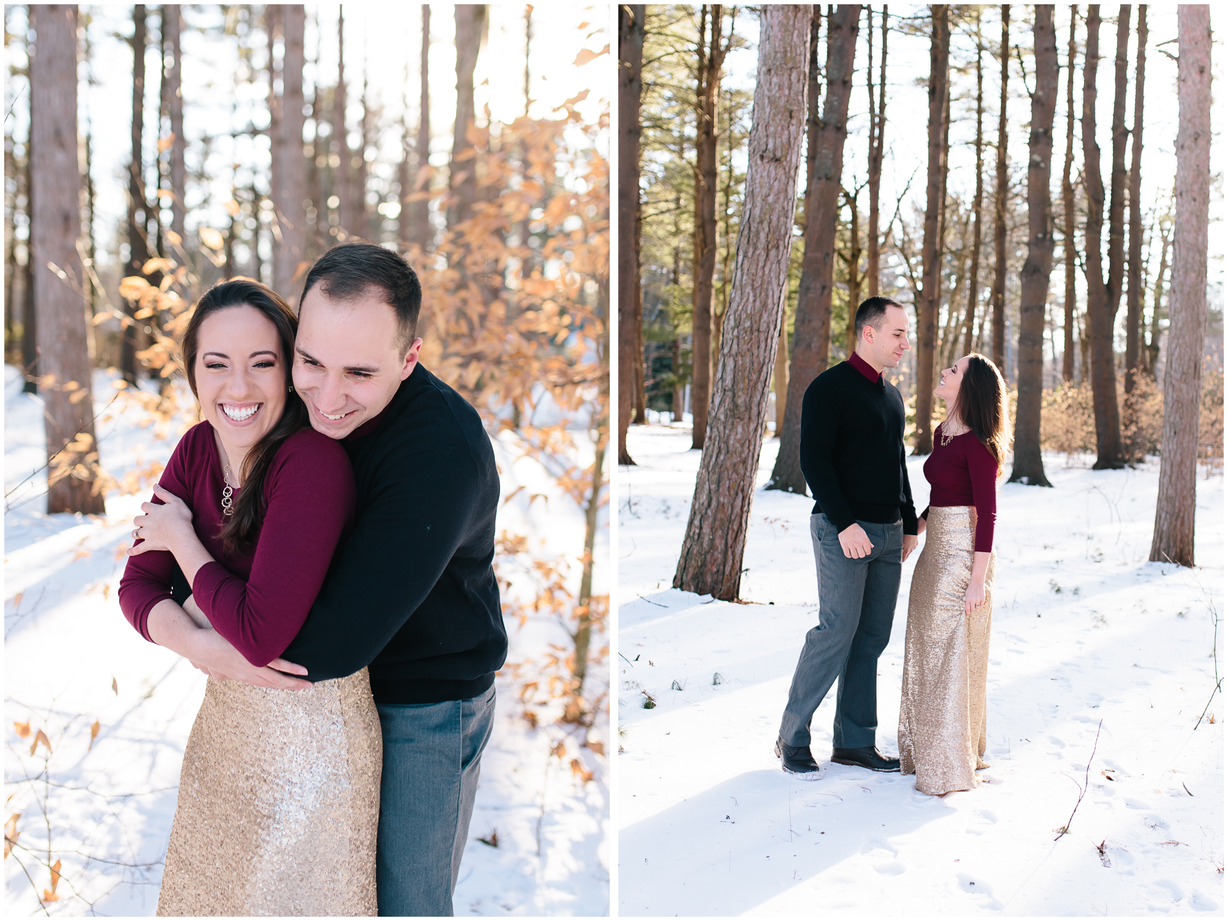 Classy winter laughter engagement at Rollins Park in Concord, New Hampshire