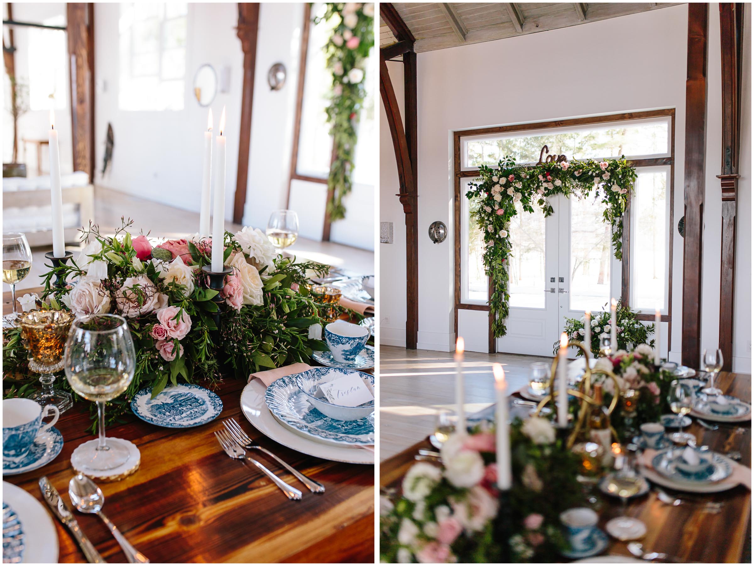 Intimate and romantic styled wedding photography in Lee, Massachusetts in the Berkshires - tablescape