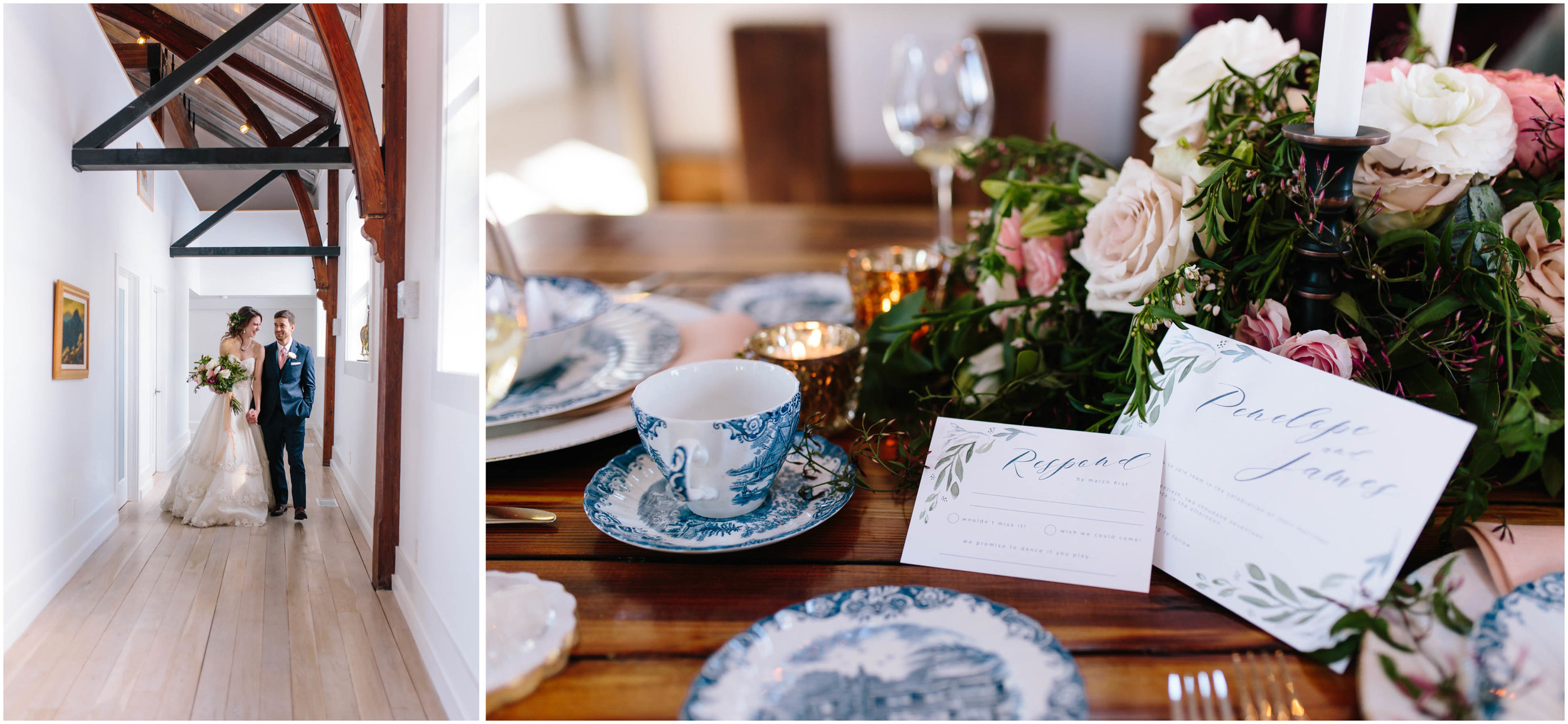 Intimate and romantic styled wedding photography in Lee, Massachusetts in the Berkshires - bride and groom and tablescape