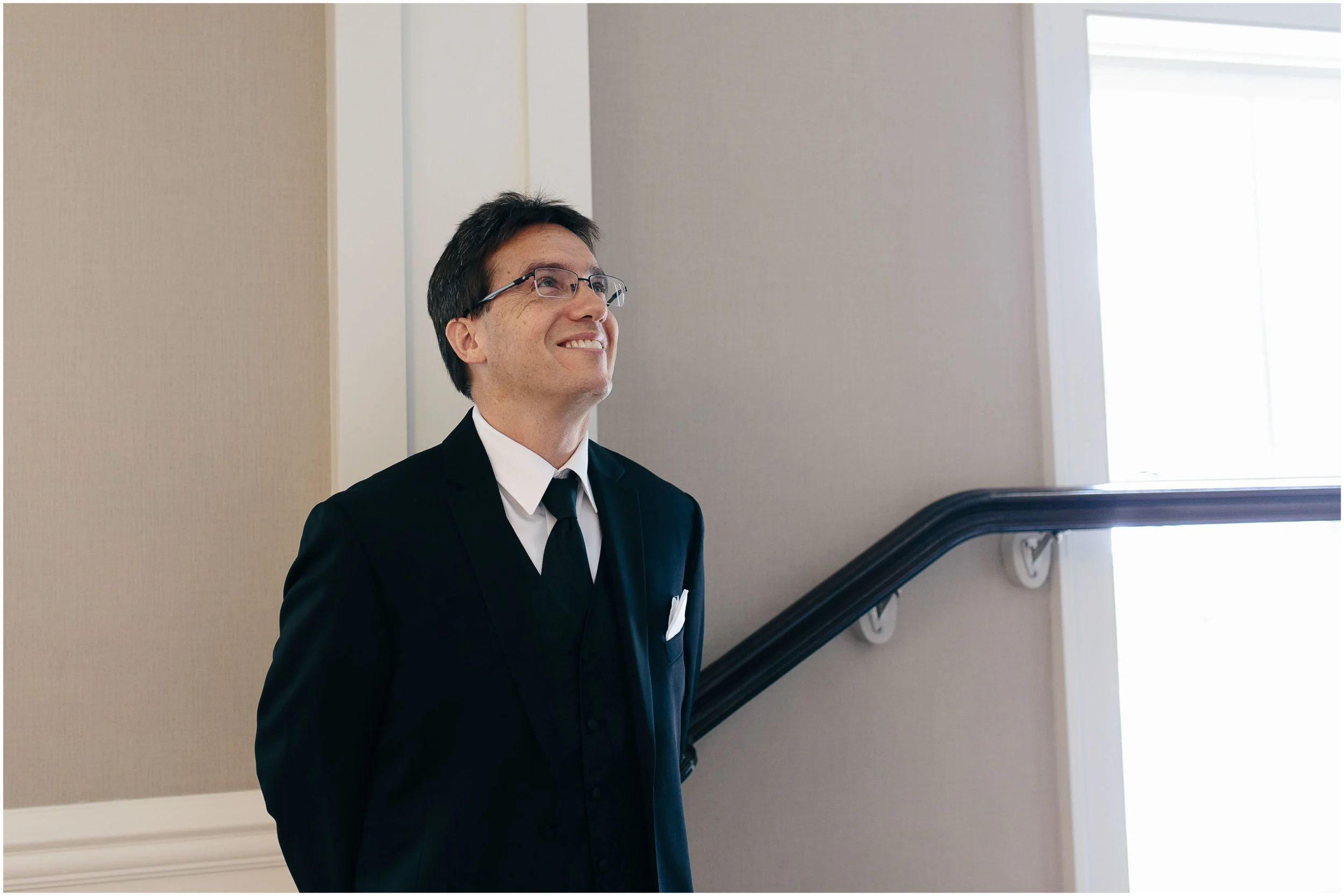 Chic New Hampshire Wedding at Manchester Country Club Bedford - father of the bride smiling