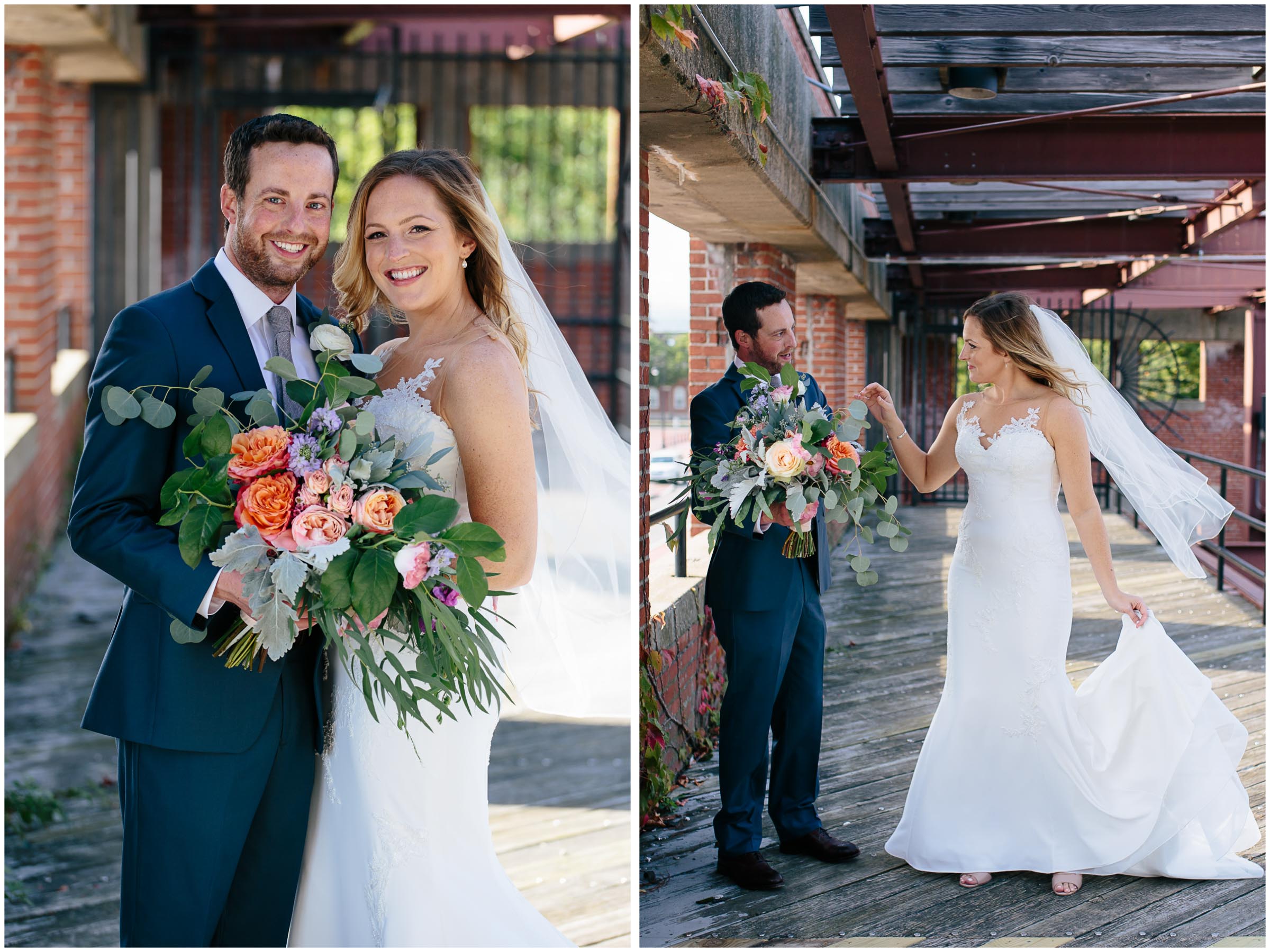 Nautical Massachusetts Jewish Wedding in the Boston Navy Yard bride and groom first look portraits
