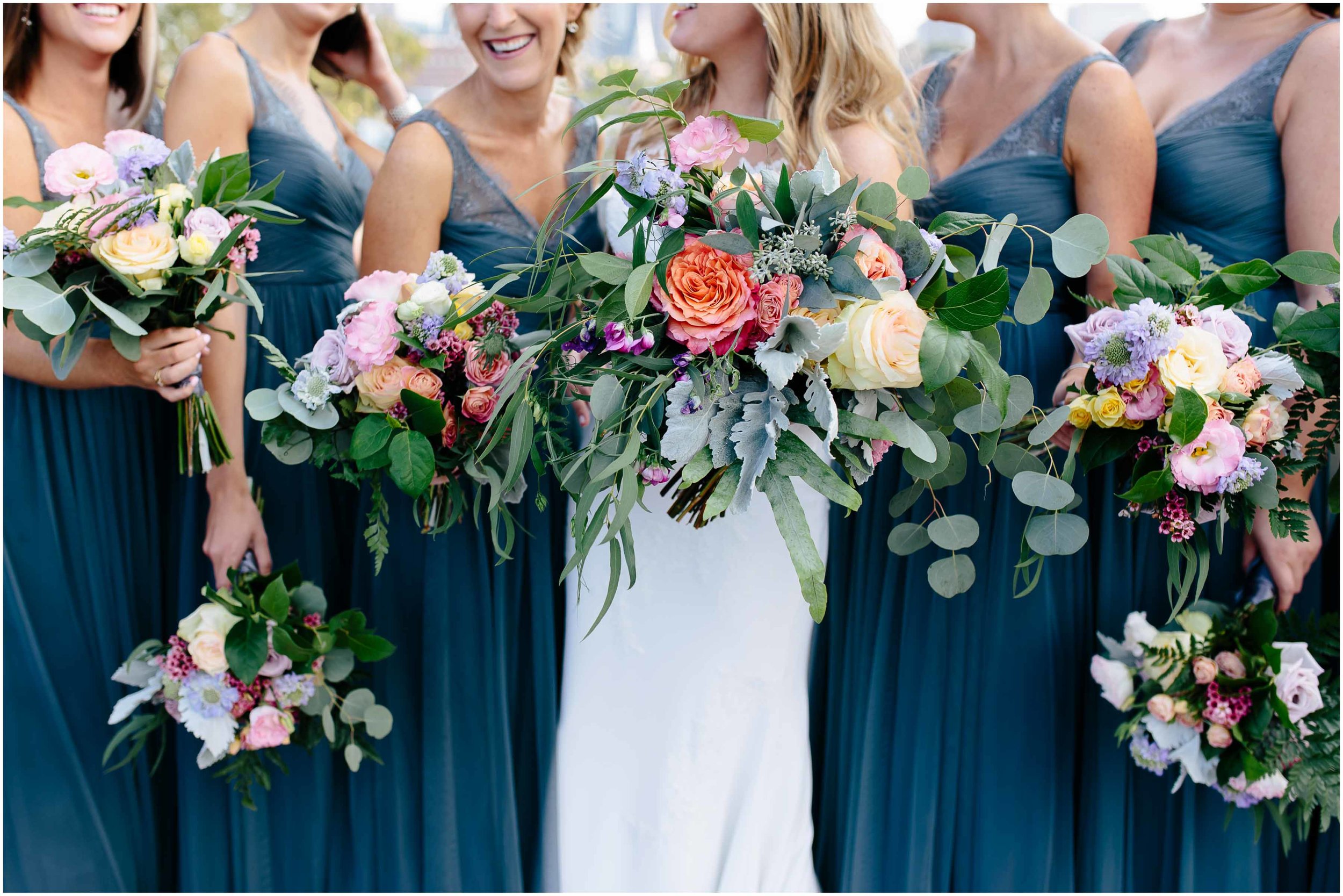 Nautical Massachusetts Jewish Wedding in the Boston Navy Yard bride and bridesmaids Fleur Events