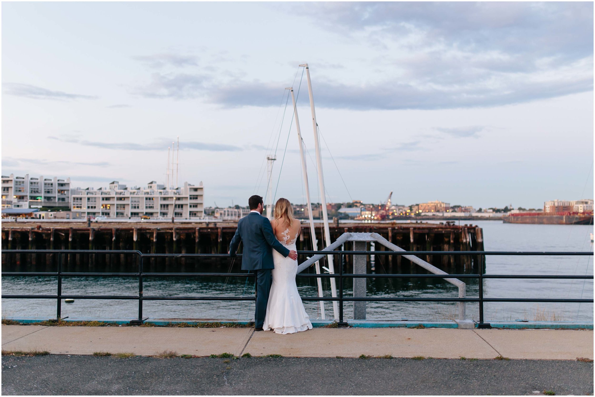 Nautical Massachusetts Jewish Wedding in the Boston Navy Yard reception bride and groom
