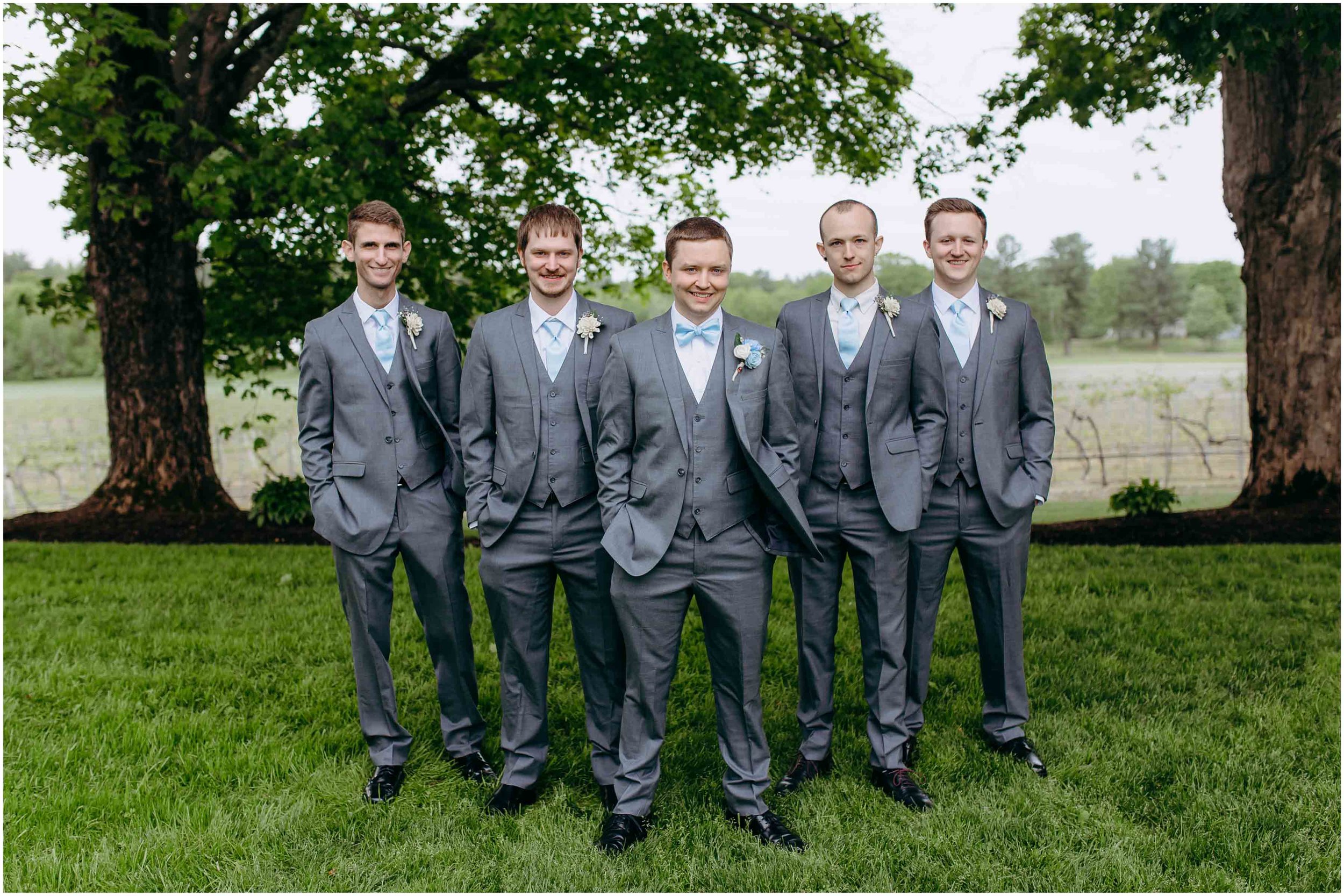 NH Wedding Photographer, NH Wedding Photography at Flag Hill Distillery & Winery in Lee, New Hampshire, groom and groomsmen
