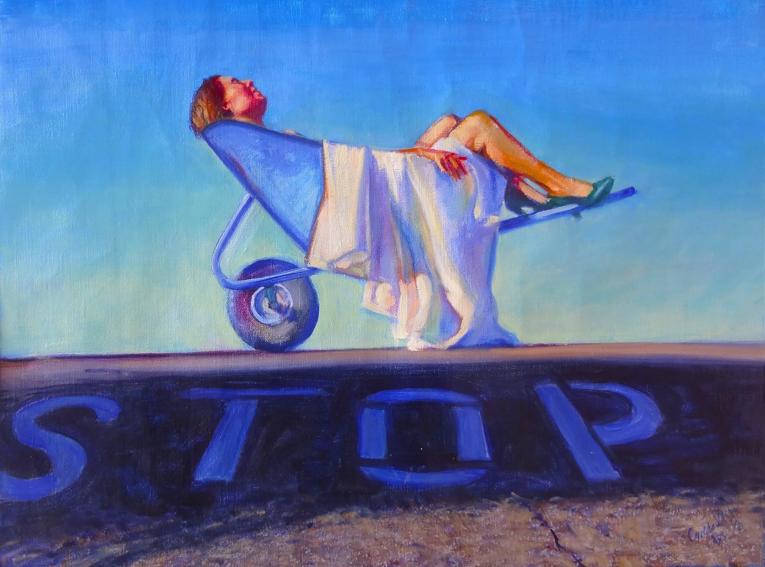 "STOP!" oil on linen, 16x23"