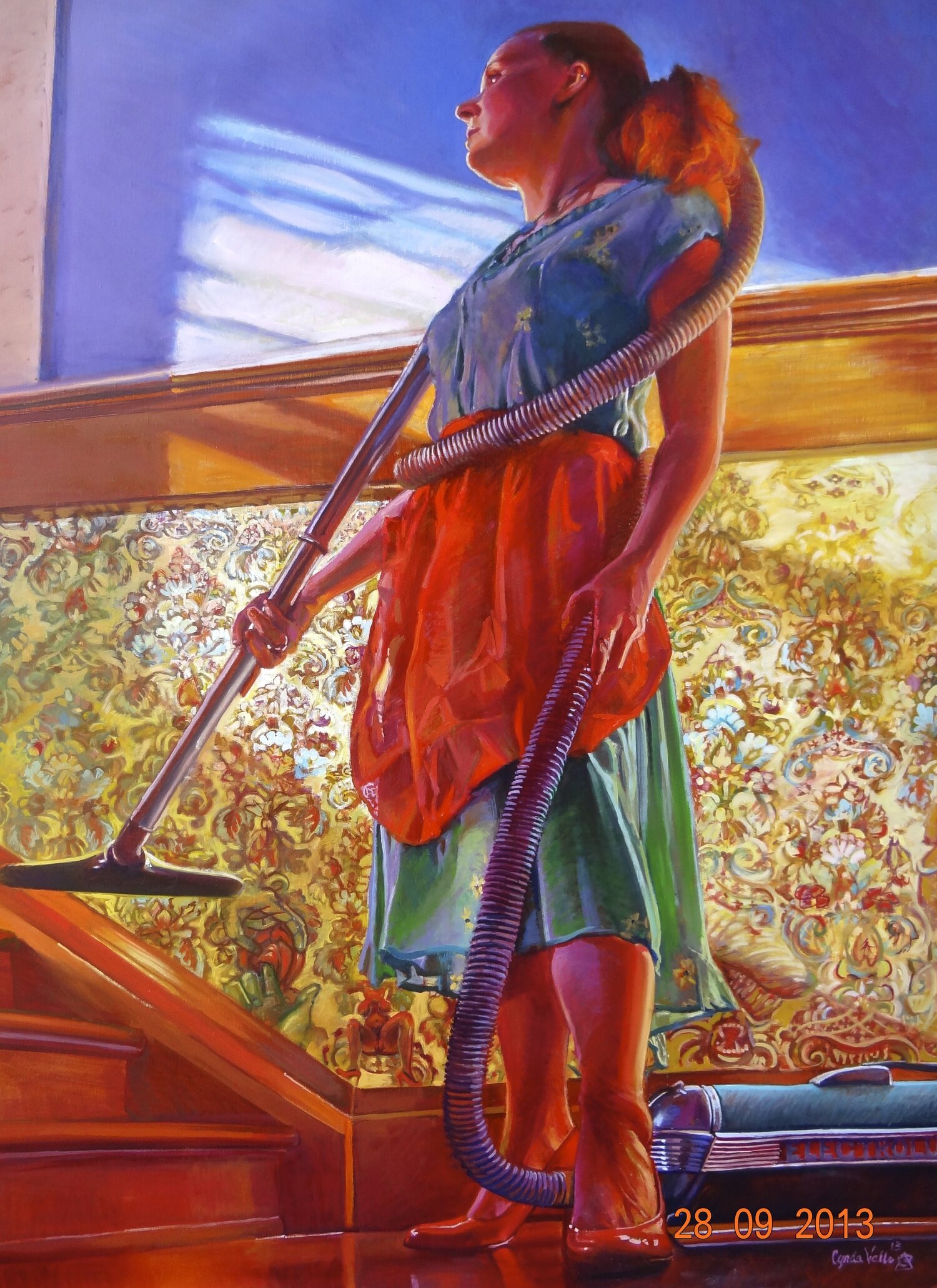 One Foot Out the Door, 53 X 40, Oil on Linen, 2013