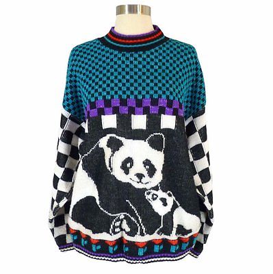 Checked Panda Vintage Sweater