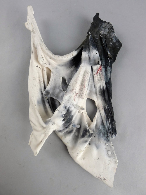  Aveline Layne  "A Tear in the Fabric," 2017  ceramic  Ellensburg, WA  9.5"x5.5"x.125"  $125 