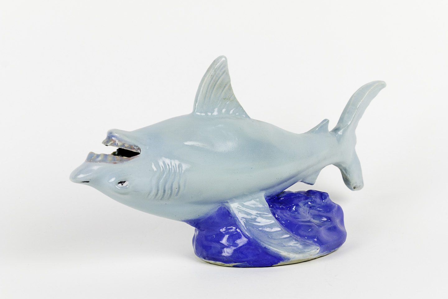 Debra Broz  Shark Inversion (Oddities Series), 2011  Found Ceramic objects, epoxy compound, pain, sealer on wooden stand 
