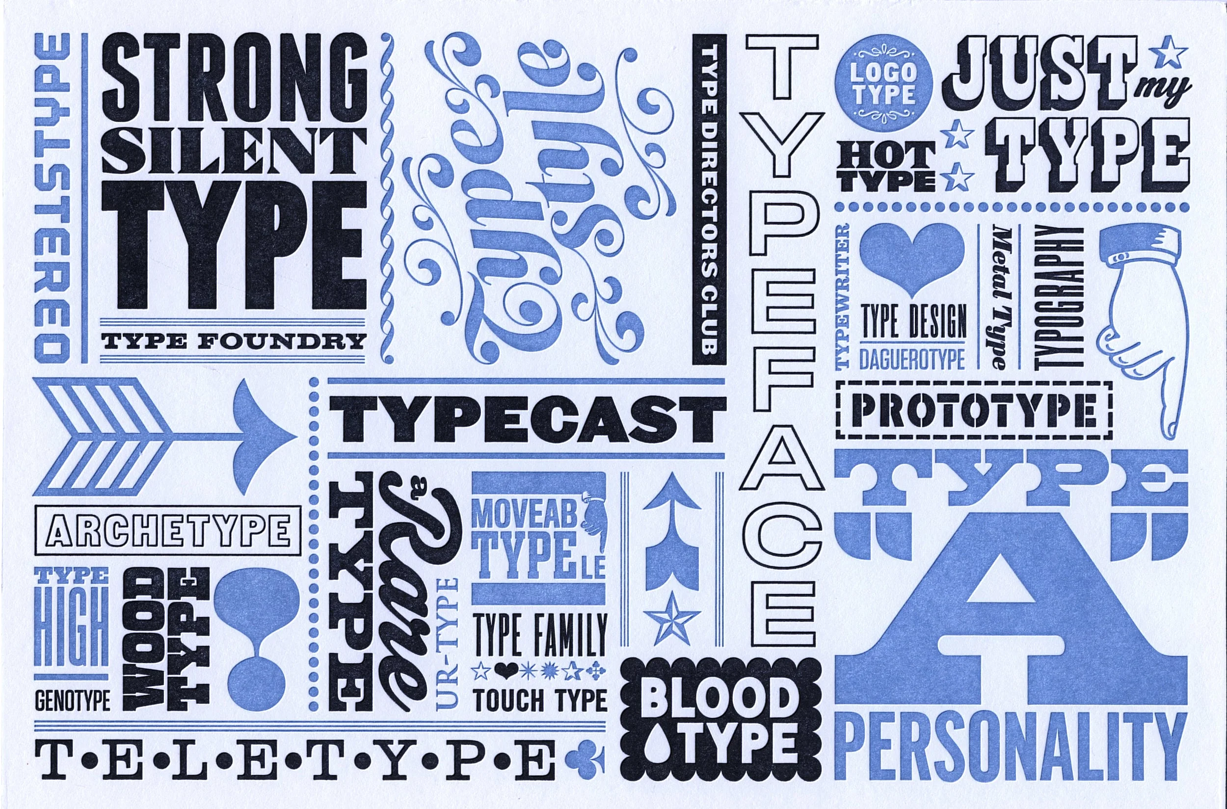 Type Directors Club letterpress post card
