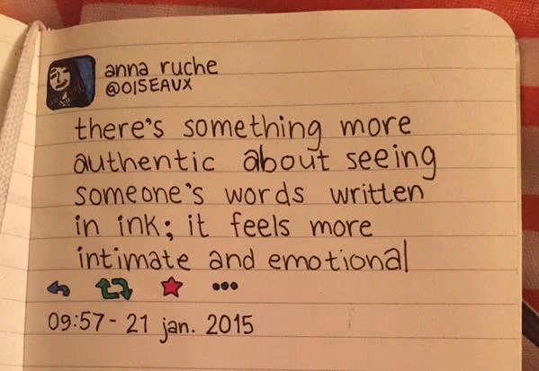 Image from the online gallery for Moleskine's handwritten tweets.