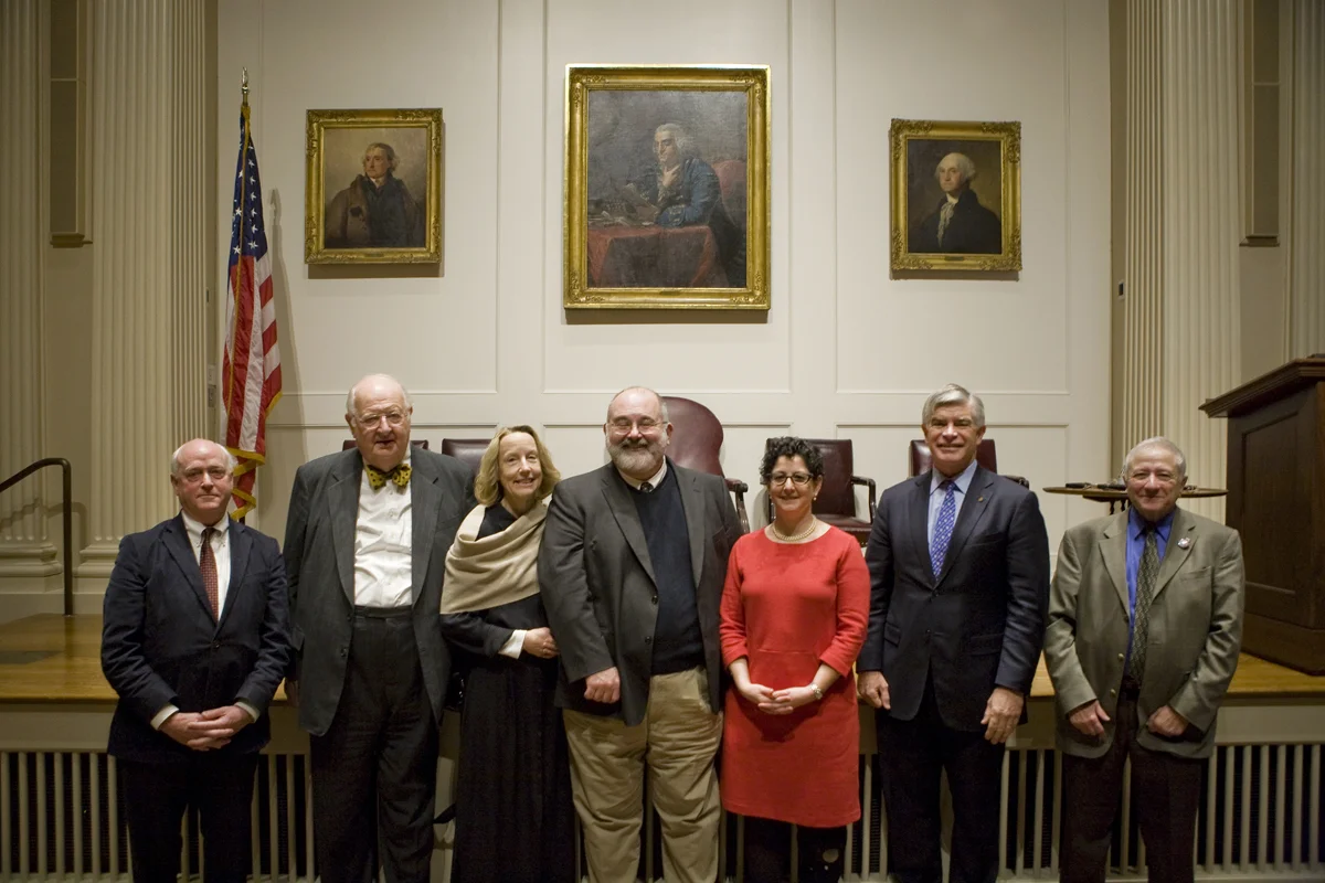 (L-R) Celebration chair Donald Smith, Sir Angus Deaton, Dr. Anne Case, Dr. George Boudreau, Dr. Julia Lynch, Dr. Patrick T. Harker and Roy Goodman