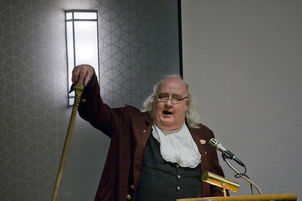 Benjamin Franklin gives a huzzah
