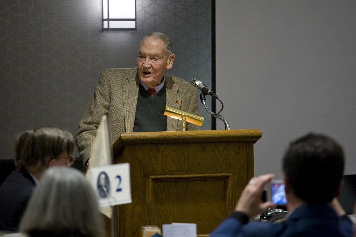 John Bogle, founder of The Vanguard Group, speaks at the annual luncheon