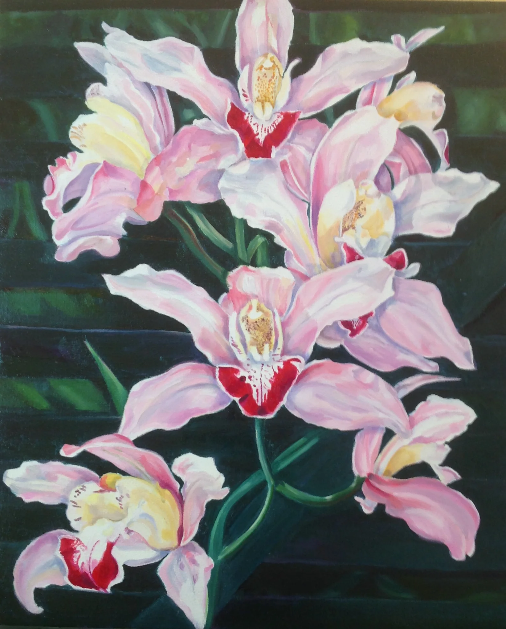 Pink Orchid on Green